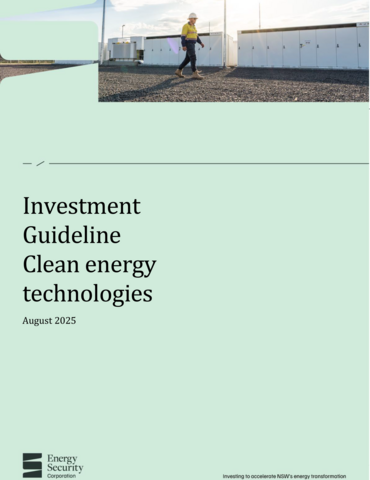 Publication cover for investment guideline clean energy technologies