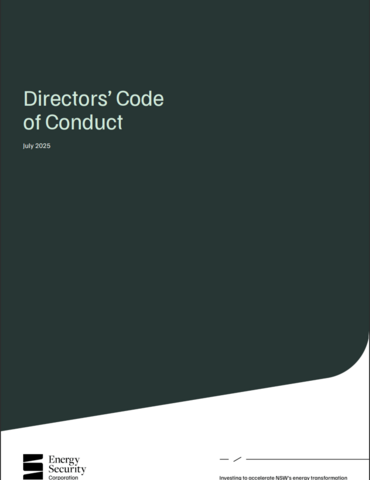 Front page of the Energy Security Corporation Directors' Code of Conduct